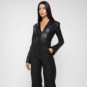 NWT🏷 All Vegan Leather Blazer Bodysuit
Black🖤